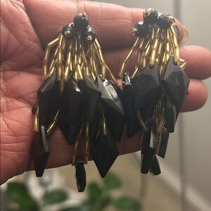 Vintage Black and Gold Geometric Earrings